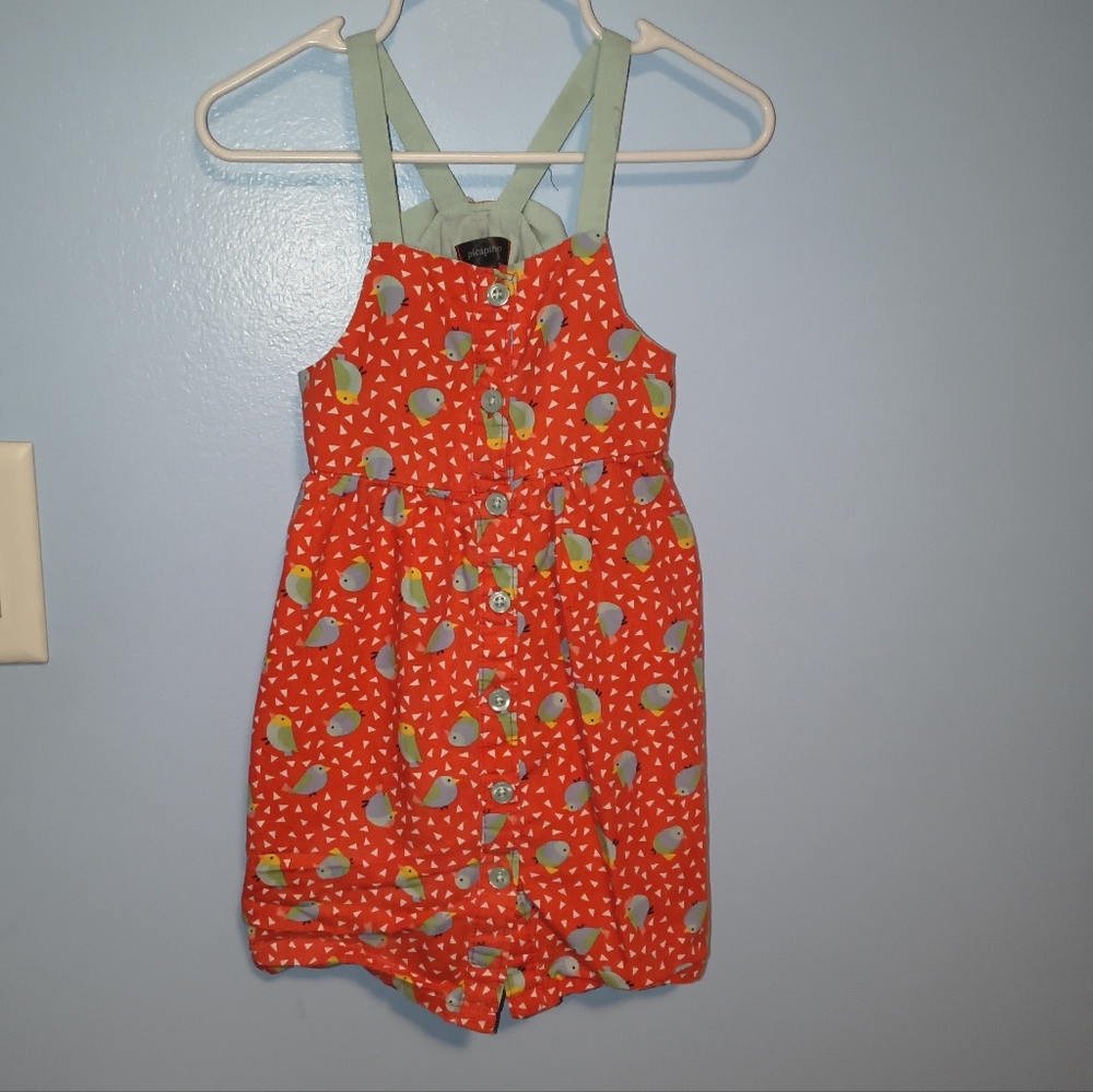 •Picapino• Little Bird Pattern Sundress - Size 24 Months